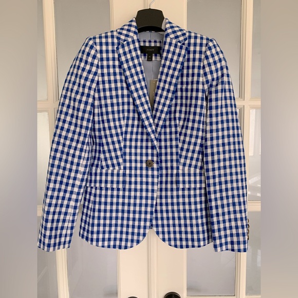 Petite Campbell Blazer in Cobalt Blue Gingham - Picture 1 of 11